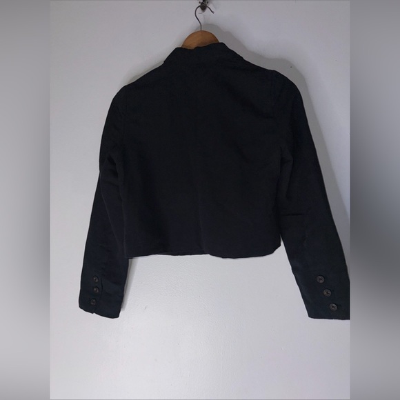 NWT Sundance Crop Single Button Blazer Black Cotton Linen Blend PS - Picture 2 of 5